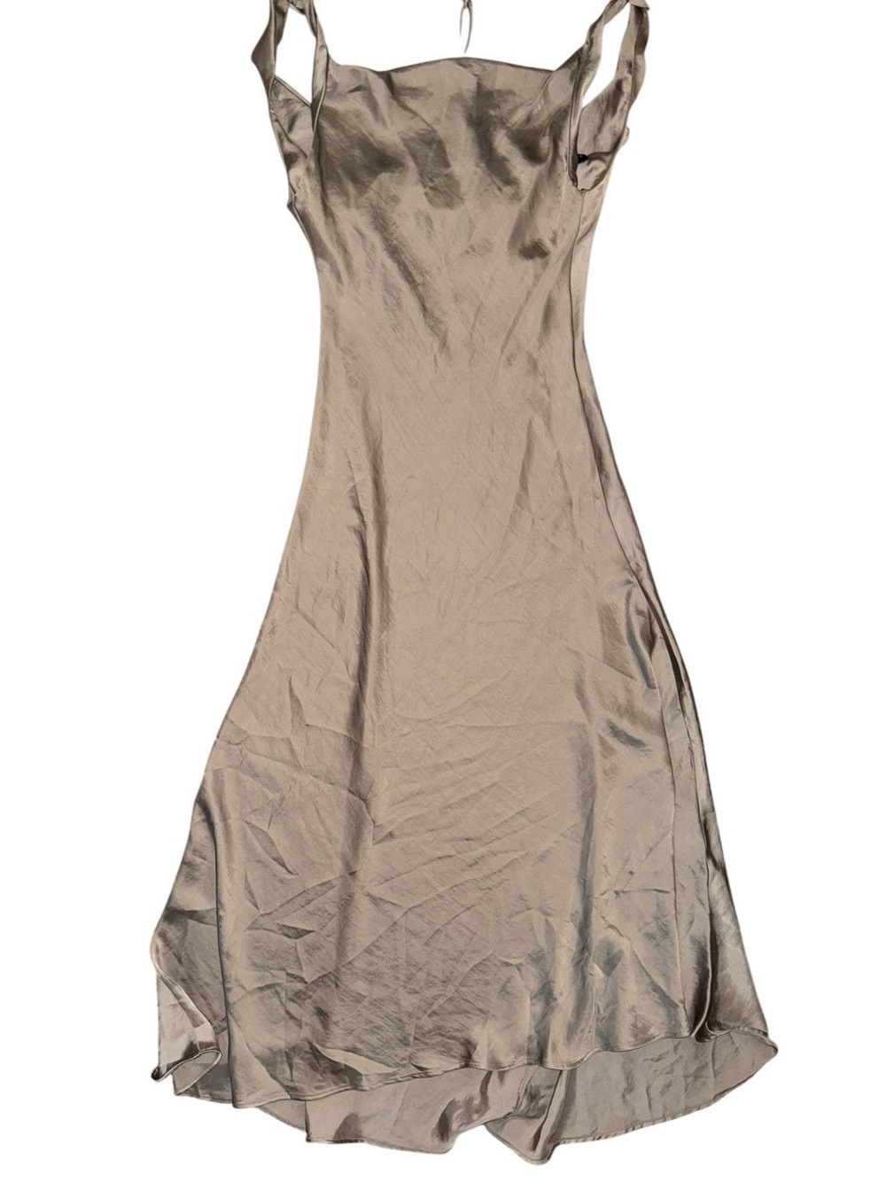 Zara satin cowl neck midi dress features a draped V-neckline medium nwt - Picture 5 of 5